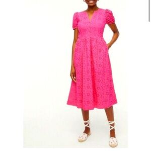 J. Crew Bright Pink Midi Dress